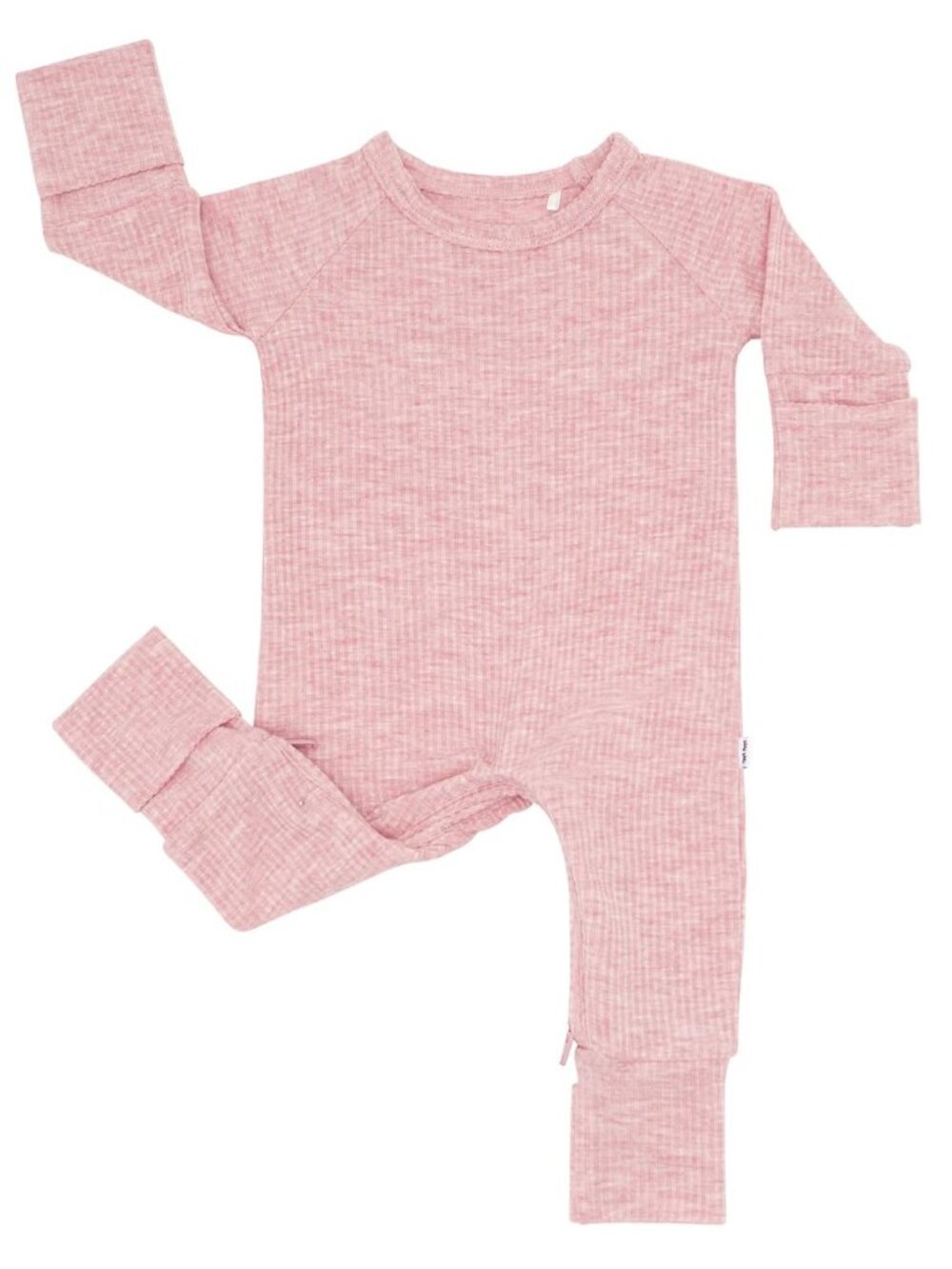 Little Sleepies Heather Mauve Ribbed Crescent Zippy Newborn